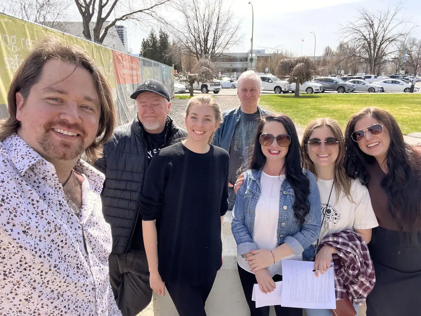 Small BrainTrust Canada rehearsal team photo outdoors.