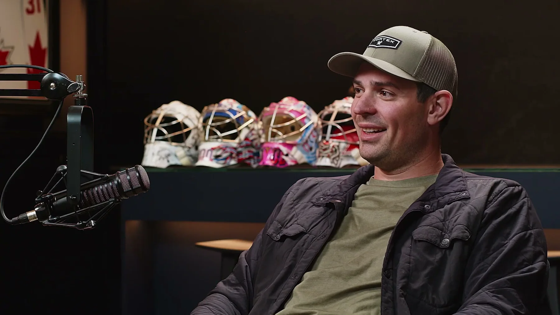 Carey Price smiles beside his microphone during the UnHammered interview.
