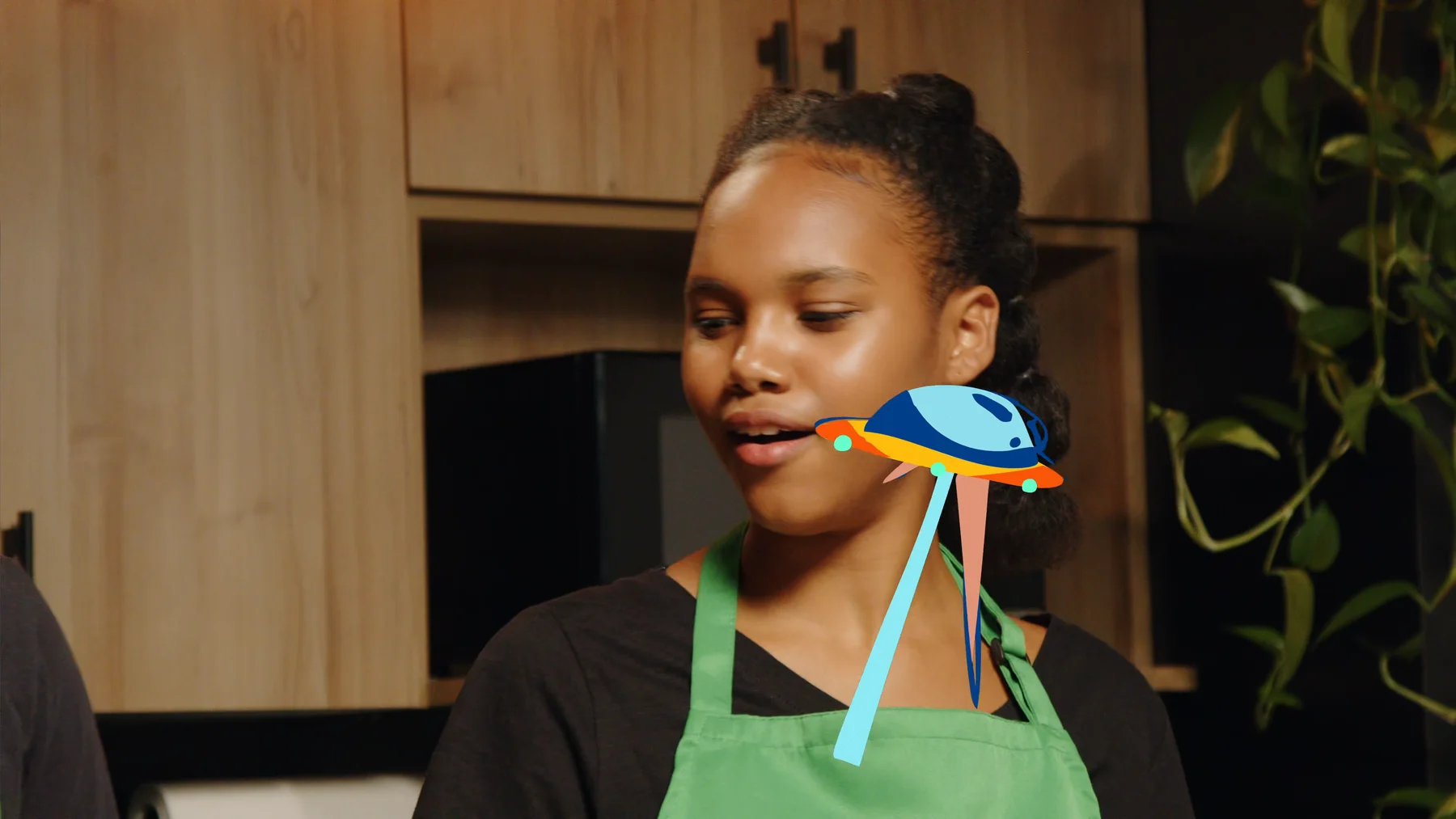 EcoCooks animated myth segment graphic over a host closeup.